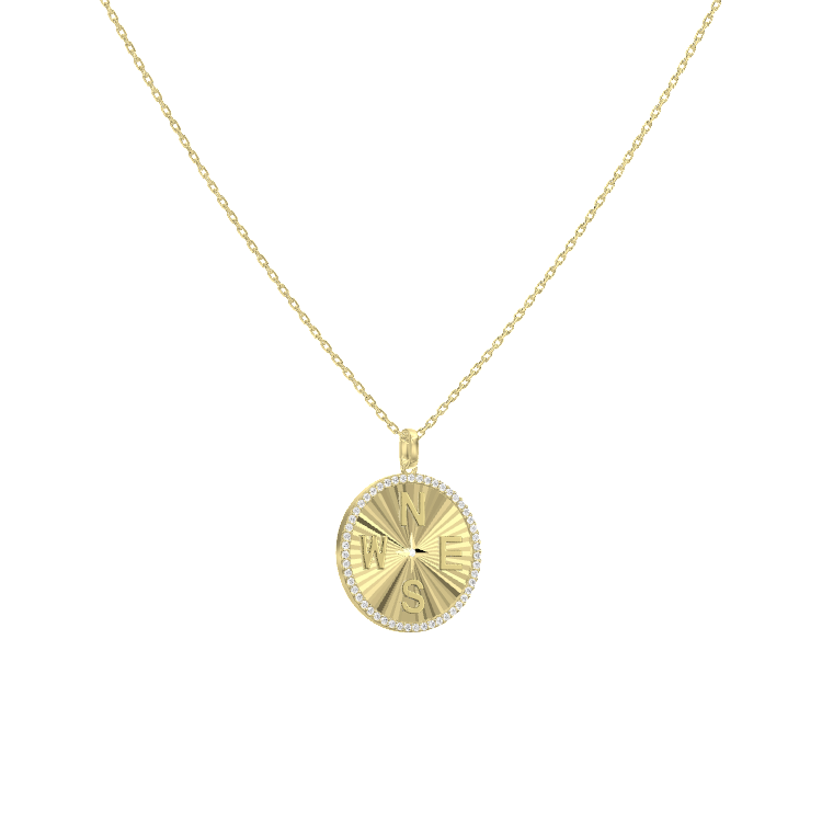 Personal Story Medallion Necklace – Lucky Symbol & Engravable（Pleated）