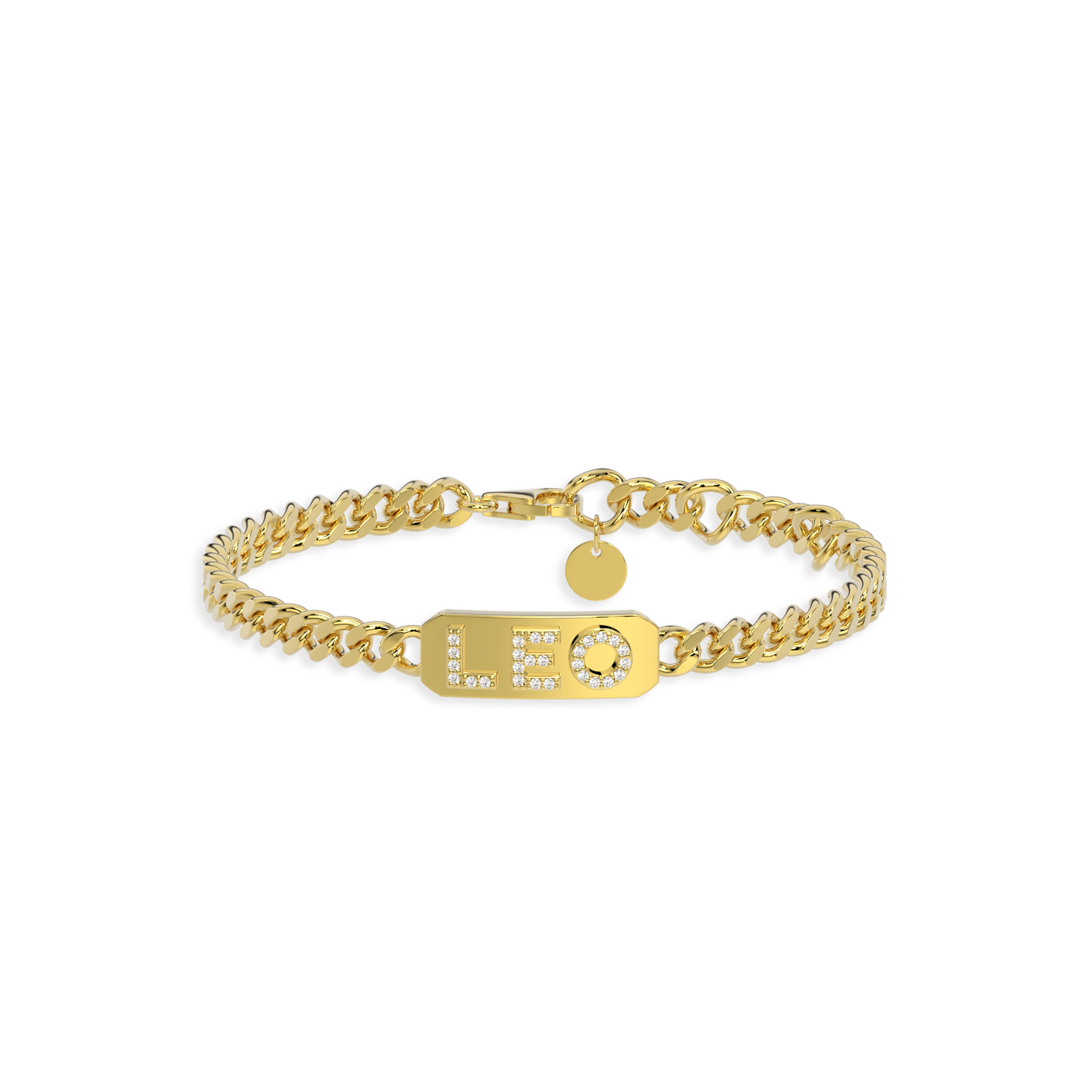 18k Gold Plated Silver Pavé Letter ID Bar Curb Chain Bracelet His & Hers ID  Bar AW24B001G