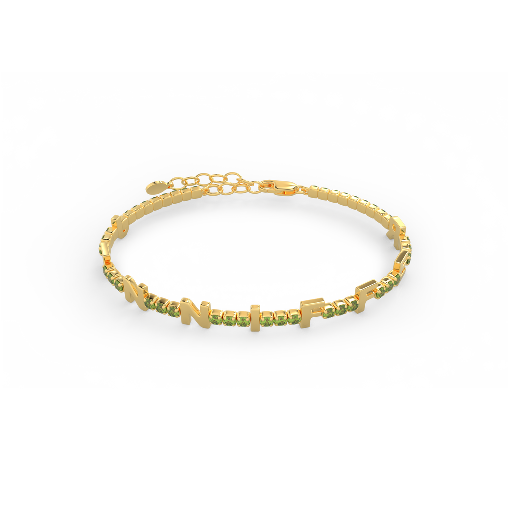 Peridot Birthstone Tennis Bracelet 18K yellow Gold SB001C