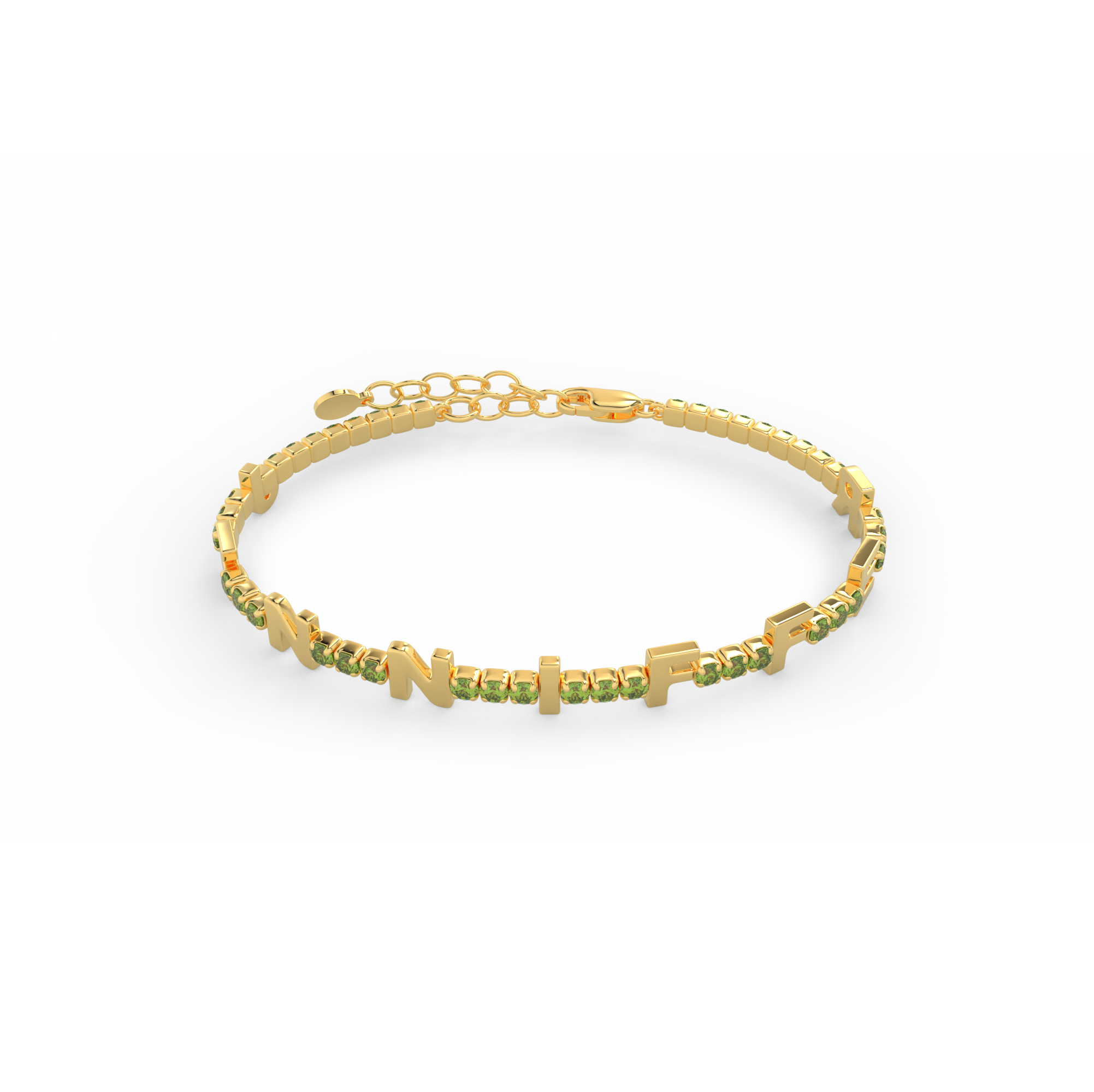 Peridot Birthstone Tennis Bracelet 18K yellow Gold SB001C