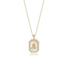18k Gold Plated Silver Pearl Initial Zodiac & Initial Gemstone Pendant Necklace – Octagon  AW24N004G
