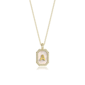 18k Gold Plated Silver Pearl Initial Zodiac & Initial Gemstone Pendant Necklace – Octagon  AW24N004G