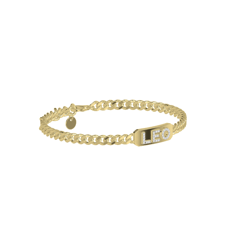 Pavé Letter ID Bar Curb Chain Bracelet His & Hers