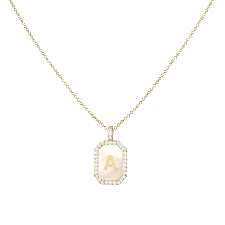 Zodiac & Initial Gemstone Pendant Necklace – Octagon