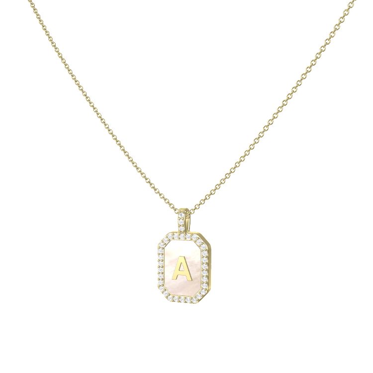 Zodiac & Initial Gemstone Pendant Necklace – Octagon