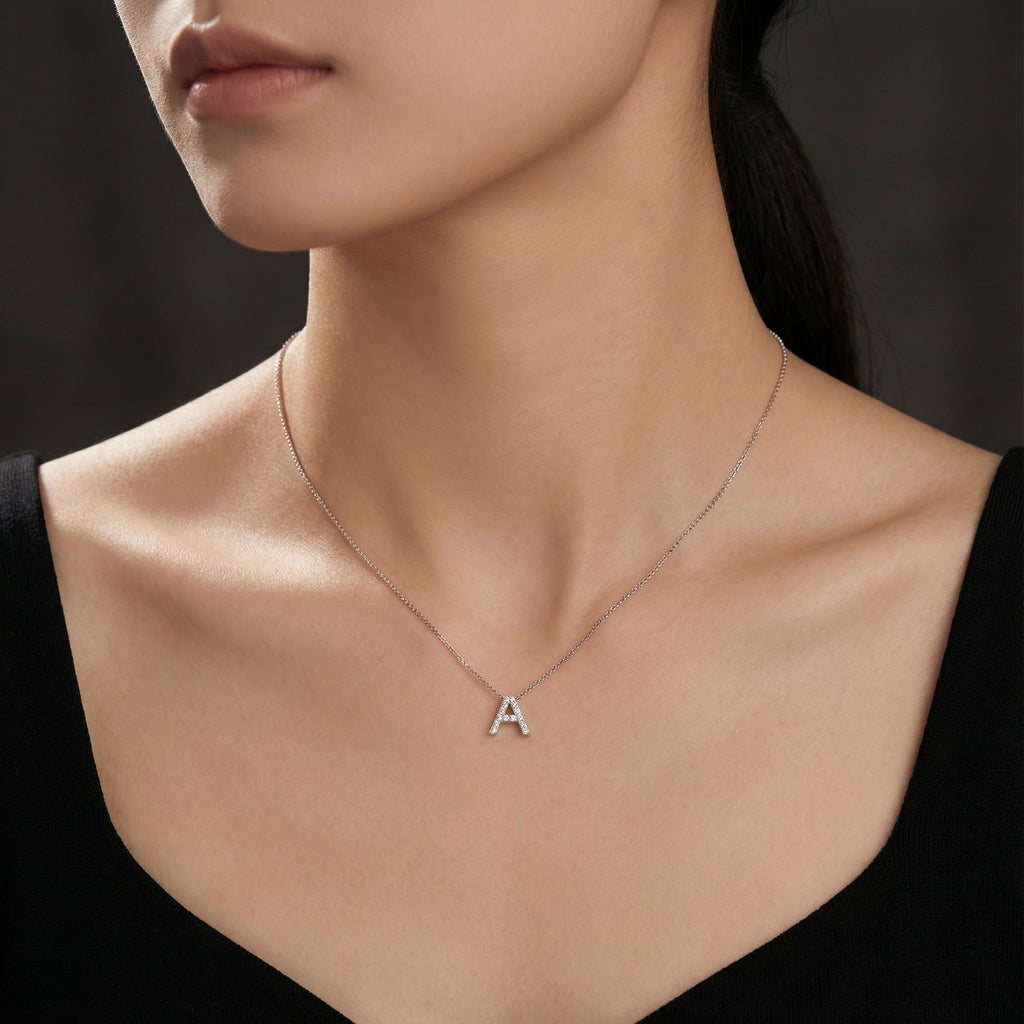 Rhodium Plated Initial Necklace AW24N006R