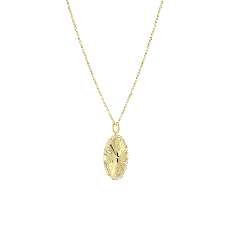 Personal Story Medallion Necklace – Lucky Symbol & Engravable（Pleated）