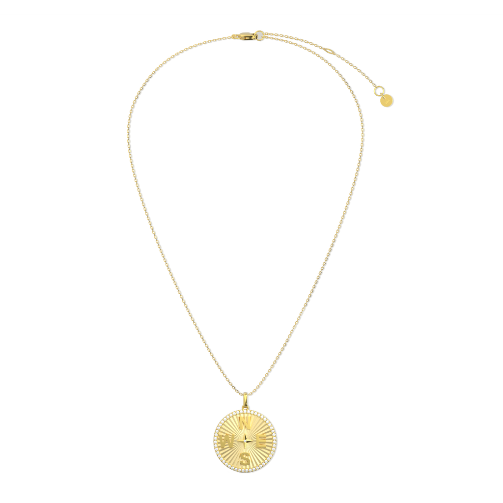 18k Gold Plated Personal Story Medallion Necklace – Lucky Symbol & Engravable（Pleated）AW24N007A