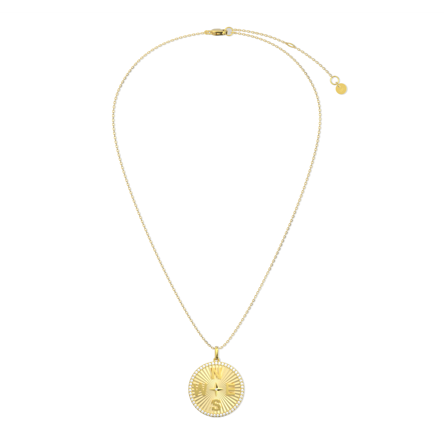 18k Gold Plated Personal Story Medallion Necklace – Lucky Symbol & Engravable（Pleated）AW24N007A