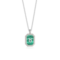 Rhodium Plated Silver Malachite Zodiac & Initial Necklace – Octagon AW24N004R