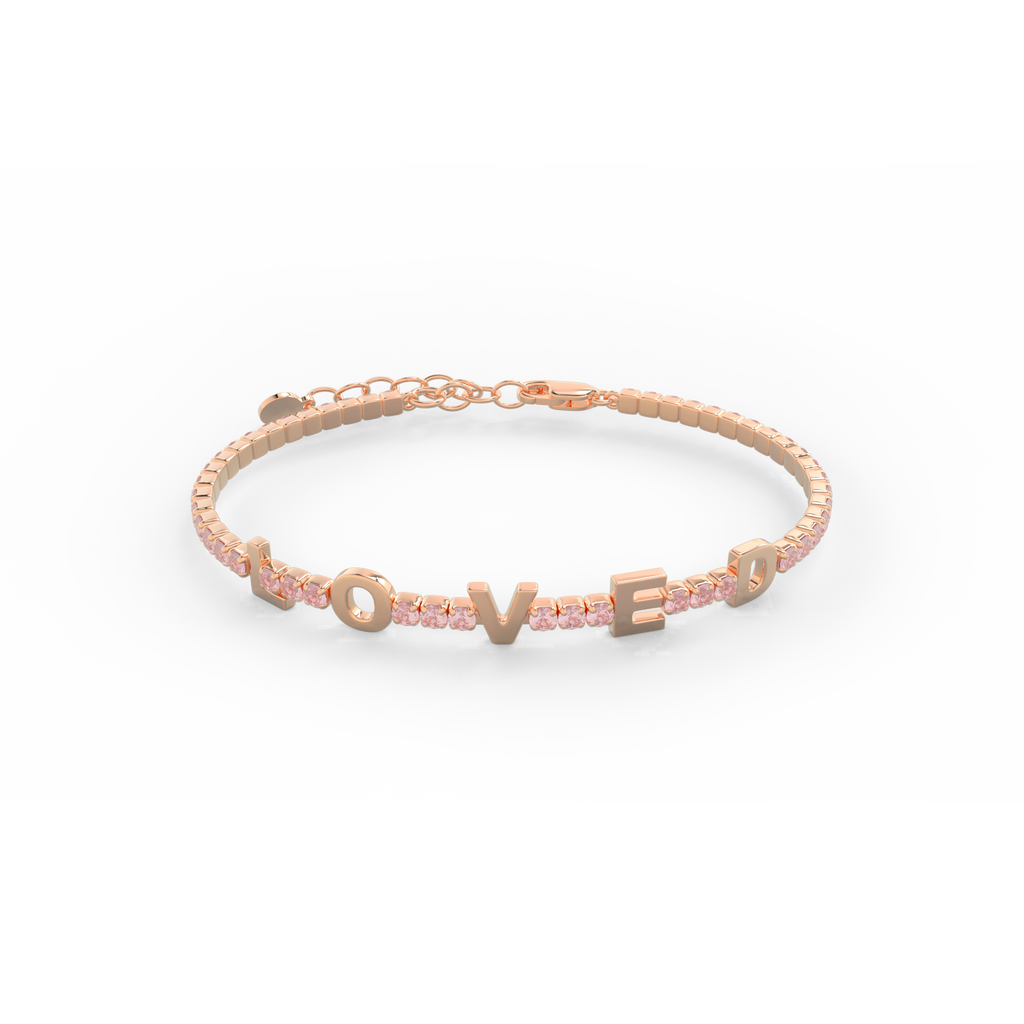 Morganite Birthstone Tennis Bracelet 18K Rose Gold SB001A