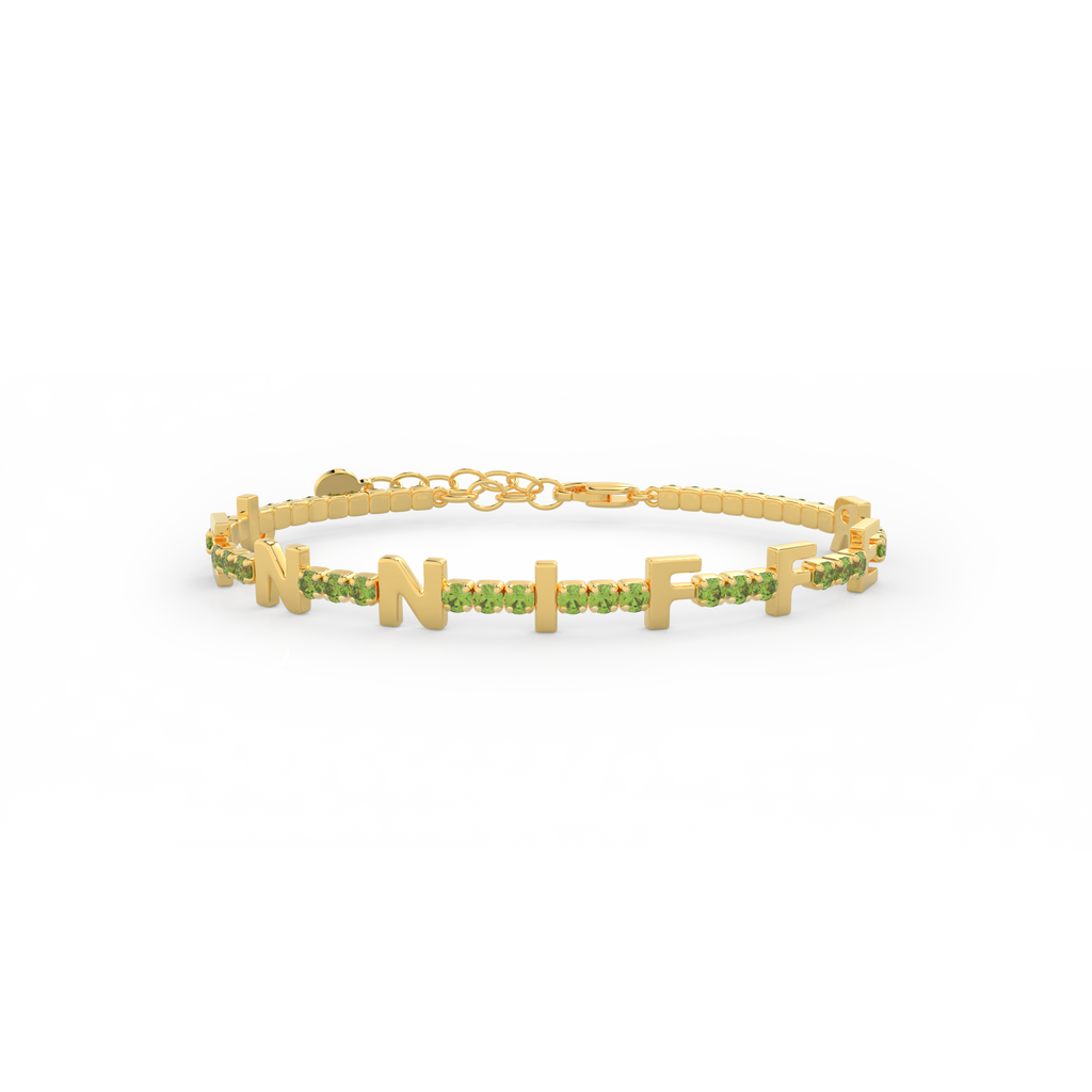 Peridot Birthstone Tennis Bracelet 18K yellow Gold SB001C