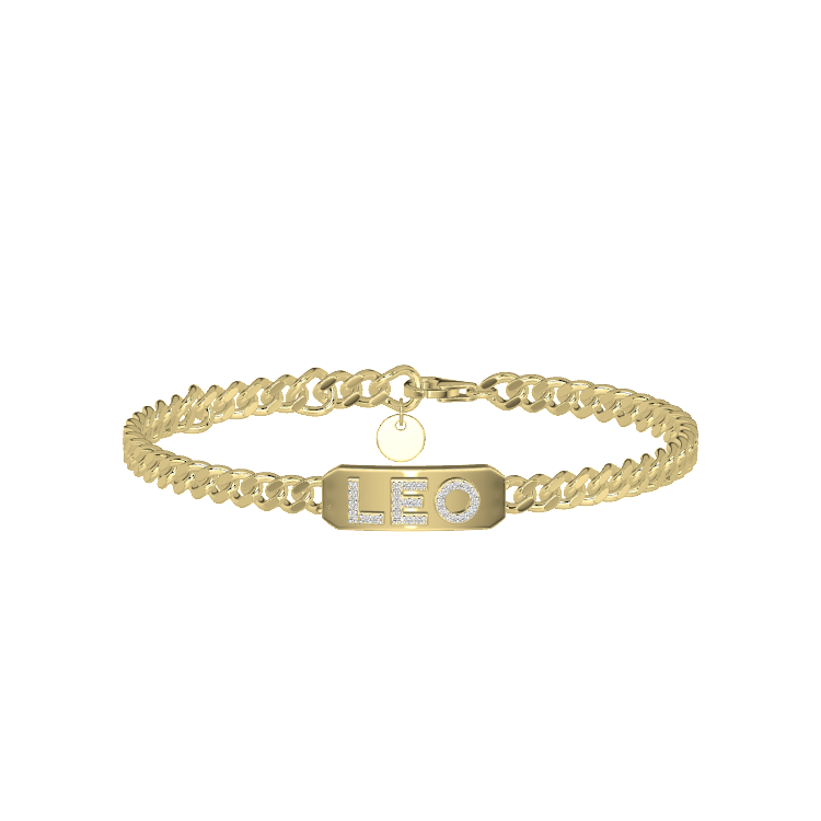 Pavé Letter ID Bar Curb Chain Bracelet His & Hers