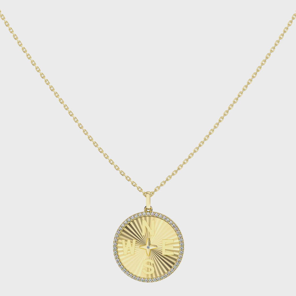 18k Gold Plated Personal Story Medallion Necklace – Lucky Symbol & Engravable（Pleated）AW24N007A